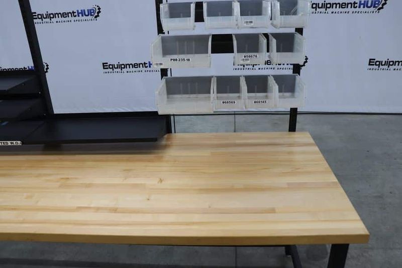 Butcher Block  96″ x 36″ Wood Top Desk w/ Overhead Light