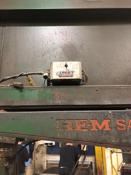 USED HEM DUAL POST SEMI-AUTOMATIC HORIZONTAL BANDSAW , Model WF140HM-DC, 20” x 44”, Stock No. 10