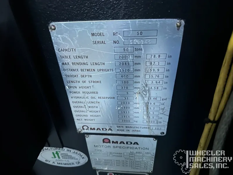 1993 Amada RG-50 CNC Press Brake #7549 #1
