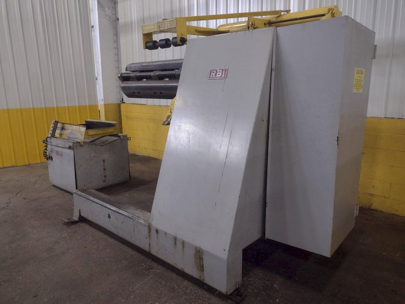 20,000 LB 10 TON X 48" RED BUD (RBI) MOTORIZED COIL REEL / UNCOILER & STRAIGHTENER FEED LINE: ST