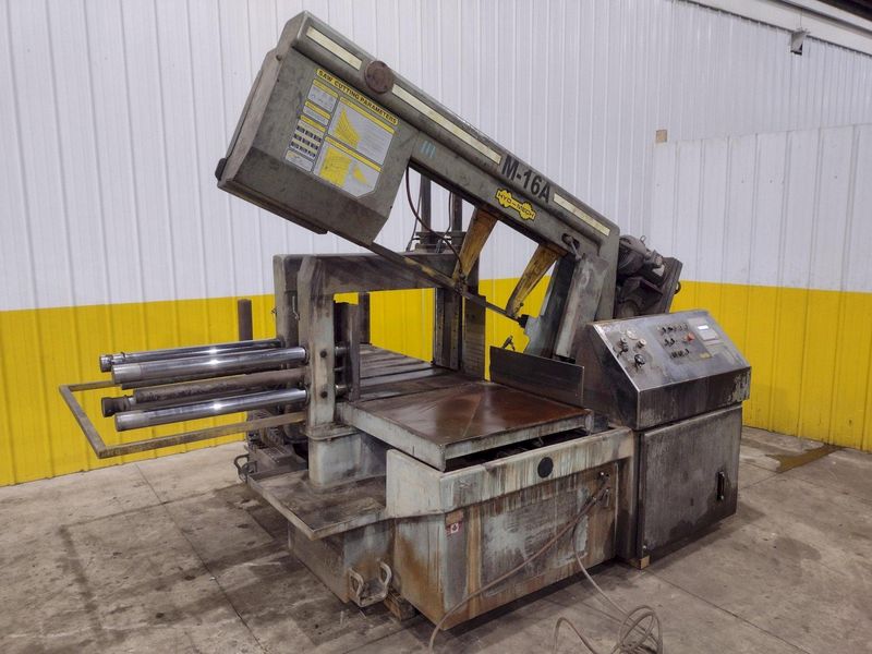 16" x 16" HYD-MECH MODEL #M-16A AUTOMATIC HORIZONTAL BANDSAW WITH POWER MITRE SWIVEL: STOCK #234