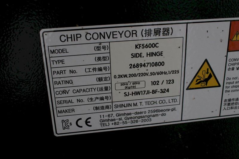 9" X 48" SHINJIN MT TECH INCLINDED CHIP CONVEYOR: STOCK #75472