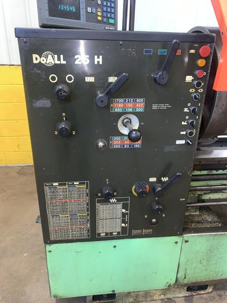 25" X 120" DOALL ROMI MODEL 25H GAP BED ENGINE LATHE W/ 4" HOLE: STOCK #12892