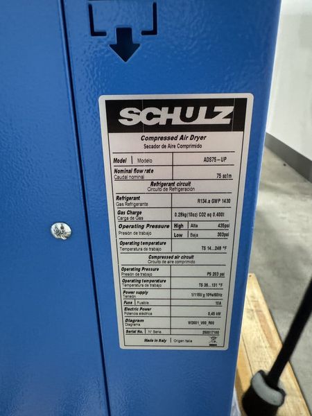 Schulz ADS-75-UP 75 CFM Refrigerated Air Dryer (New)