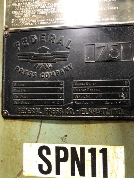 75 TON FEDERAL OBI PRESS