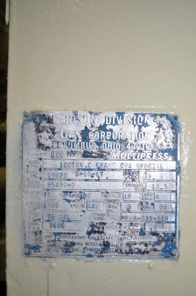 100 TON DENISON C FRAME HYDRAULIC PRESS