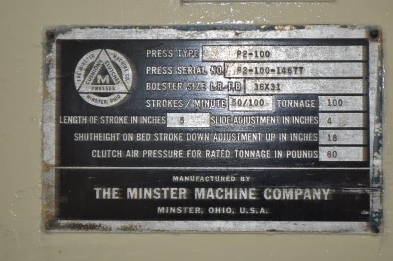 100 TON MINSTER SSDC PRESS