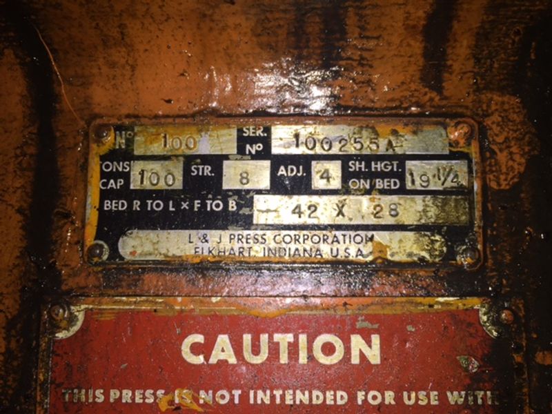 100 TON L & J OBI PRESS