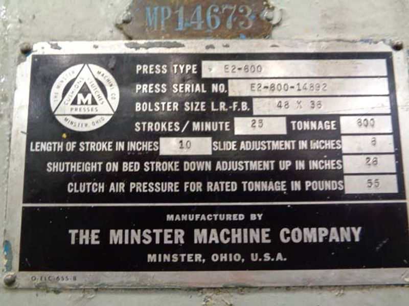 600 TON MINSTER SSDC