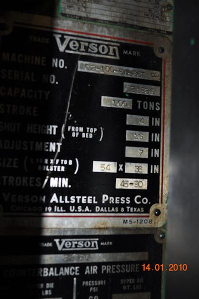100 Ton Verson SSDC Press