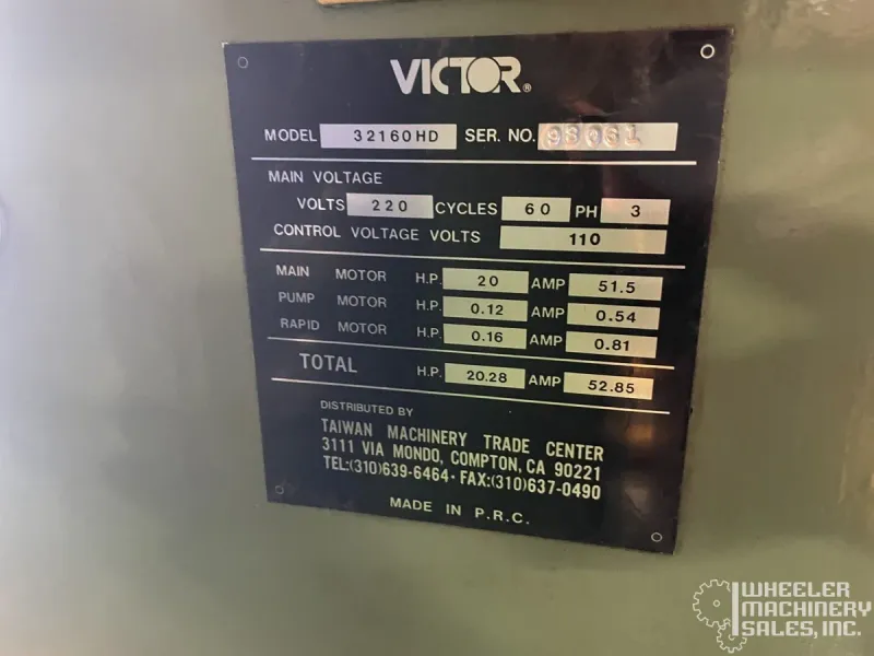 VICTOR 32160HD Heavy Duty Engine Lathe #8288
