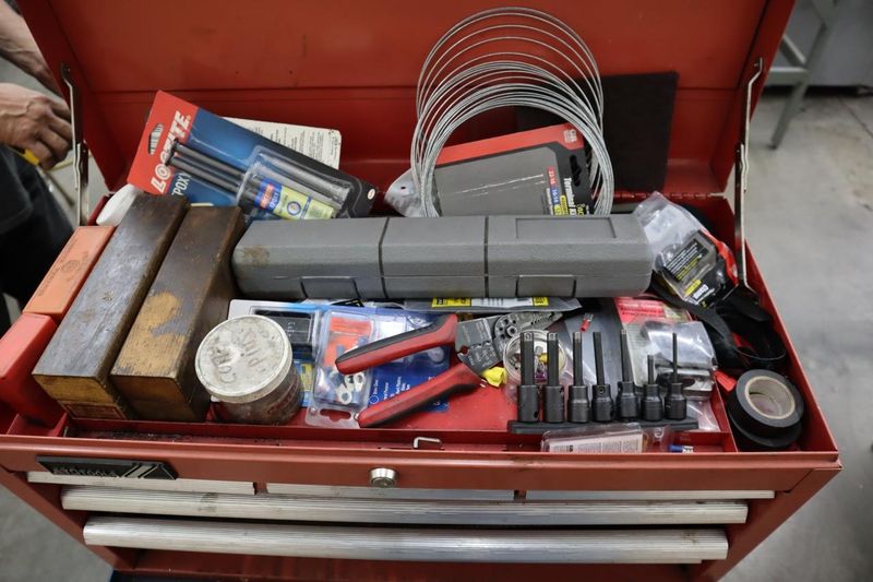 Portable Tool Rack with: Clamps, Hand Tools, Lifting Straps, Chains, Eye-Bolts, Hooks- Auction Item