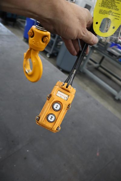 Overhead Hoist & Crane Specialists Heavy Duty Steel Mold Table with Overhead Hoist System, Harrington 2 Ton Electric Chain Hoist, I Beam, Trolley- Auction Item