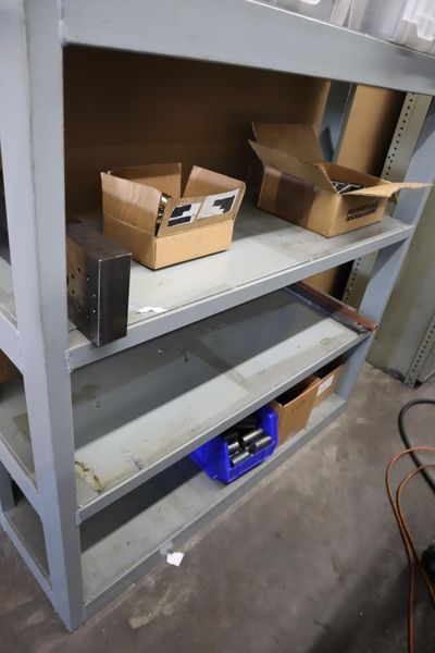 Heavy Duty Steel Shelving with Contents of Guide Pins Bushings and Metal Material- Auction Item