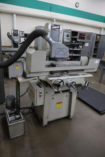 Okamoto Linear 6.18 Hand Feed Surface Grinder, 6"x18", Heidenhain 2-Axis DRO, EM Chuck, Vac-U-Guard, Coolant- Auction Item