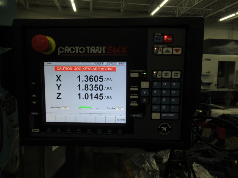 Trak DPM CNC Vertical Mill, Proto Trak SMX 3-Axis Control, Kurt Power Draw Bar, Glass Scales - Updated 2016