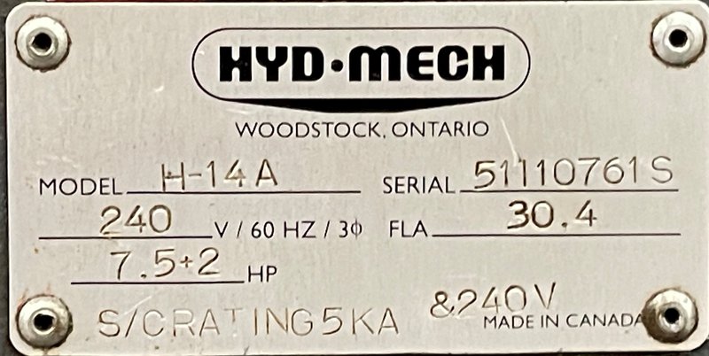 IN PROCESS - EXPECTED FINISH END OF SEPTEMBER
H14 A - Dual Column - 240V / 3 Phase