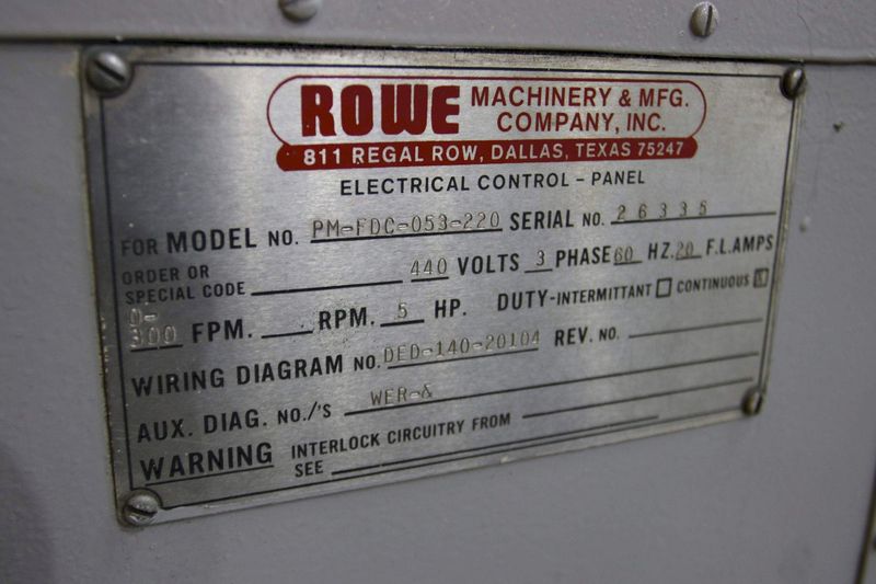 20' X .105' ROWE MODEL RM-FDC-053-220 SERVO FEEDER: STOCK #71072