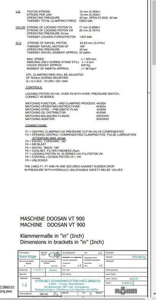 New, 34” Rohm Hydraulic Indexing Chuck with Hydraulic Power Unit