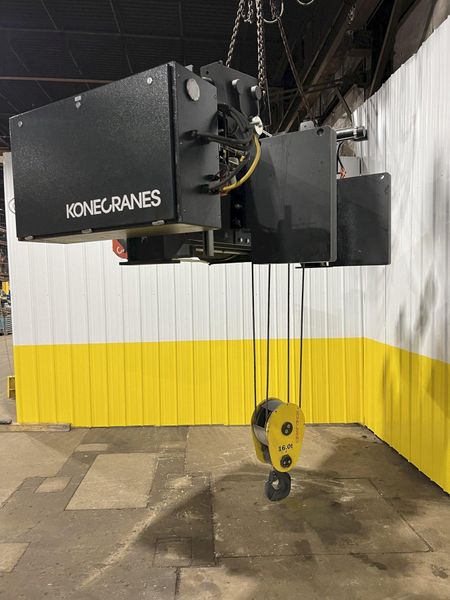 17.5 TON (2014) KONE-CRANES MODEL #CXT60410160P75GGN0S SINGLE GIRDER OVERHEAD CRANE HOIST & TROL