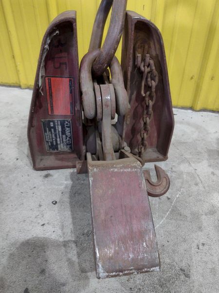 (2) 15 TON CLAMPCO MODEL F15 GIRDER WIDE FLANGE BEAM LIFTING CLAMPS: STOCK #22982