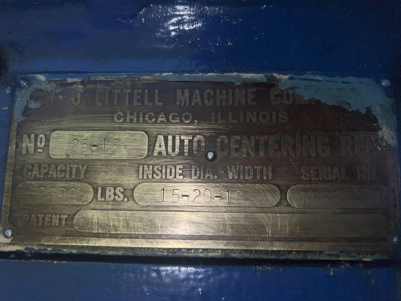 2,500 LB X 18" LITTELL MODEL #25-18 DOUBLE END PULL OFF UNCOILER COIL REEL: STOCK #22118