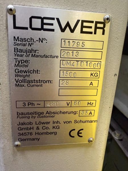 Loewer DM4TD1000 Disc Master Deburring and Edge Rounding Metal Polishing Machine