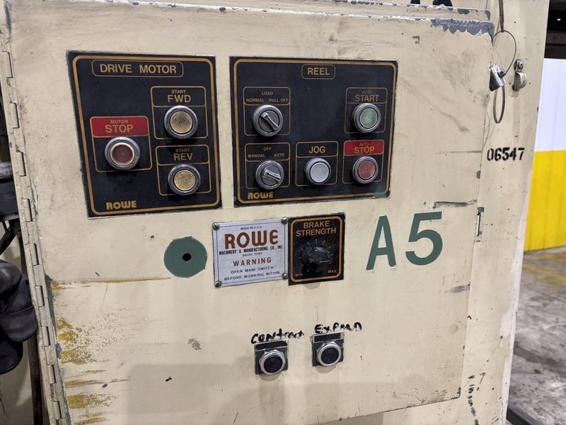 16,000 LBS X 30" X 84" OD ROWE MODEL #16030-DSV MOTORIZED COIL REEL UNCOILER: STOCK #22333