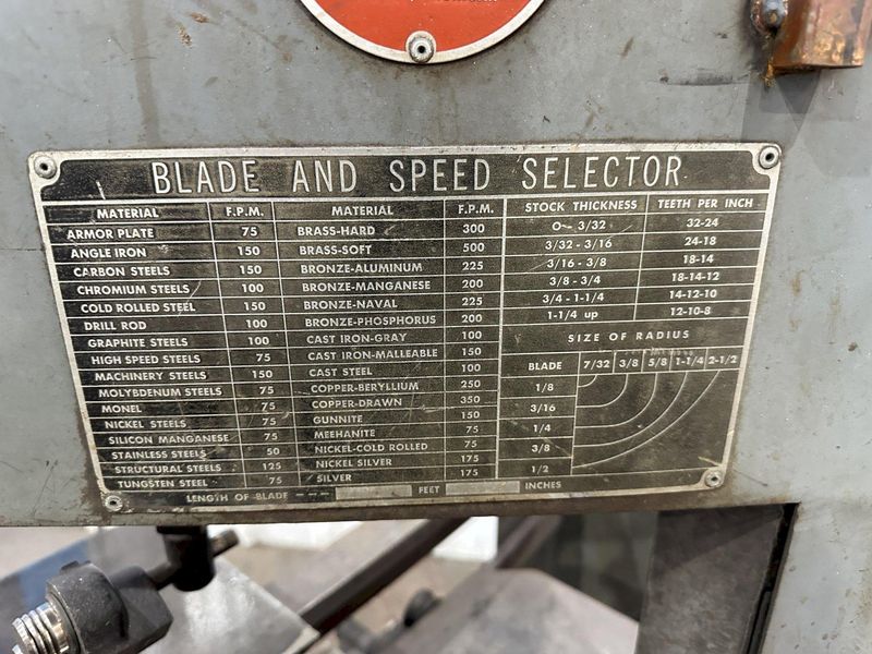 8-3/4" X 8-1/2" ROLLIN VERTICAL BAND SAW: STOCK #77898