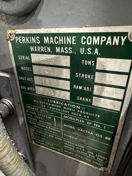 5 TON PERKINS GAP BED FLYWHEEL PRESS: STOCK #77480