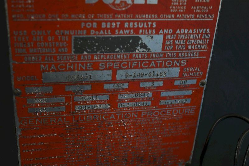 36" DOALL EXTRA HIGH VERTICAL BAND SAW: STOCK #76206