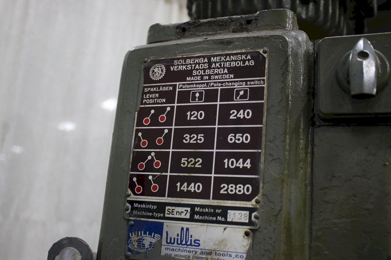 22" SOLBERGA SINGLE SPINDLE DRILL: STOCK #75978
