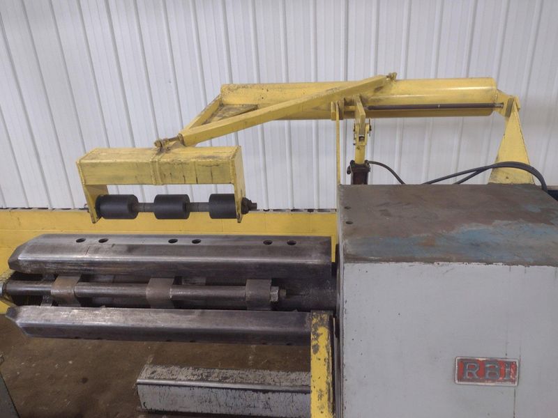20,000 LB 10 TON X 48" RED BUD (RBI) MOTORIZED COIL REEL / UNCOILER & STRAIGHTENER FEED LINE: ST