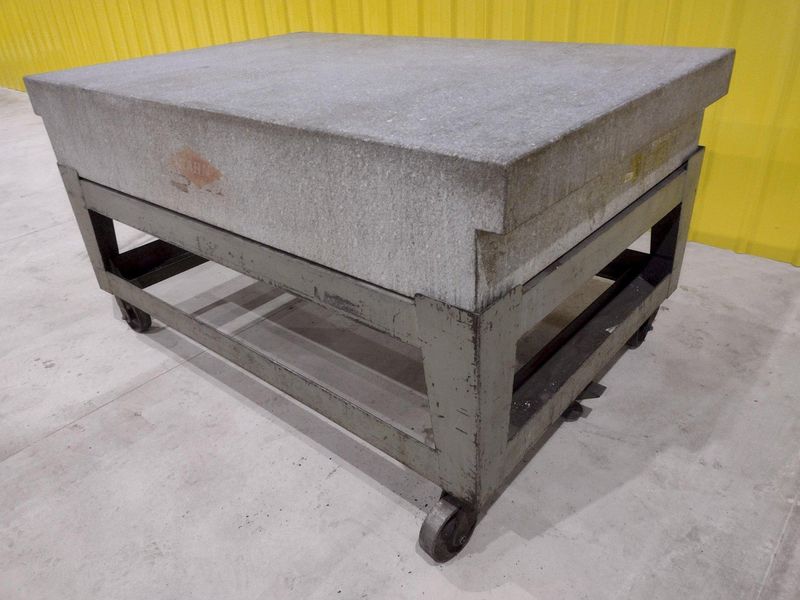 72" X 48" X 12" RAHN GRANITE SURFACE PLATE & TABLE ON CASTERS : STOCK #20060