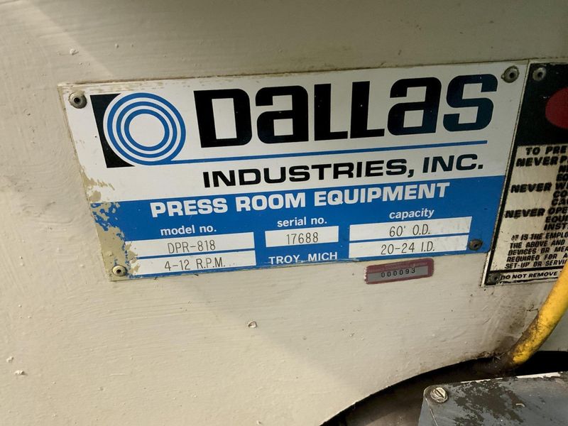 8,000 LB X 18" DALLAS MODEL DPR-818 MOTORIZED UNCOILER: STOCK #80819