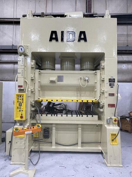 200 ton Aida PDA-20M Used Straight Side Mechanical Metal Stamping Press For Sale, Under Power!