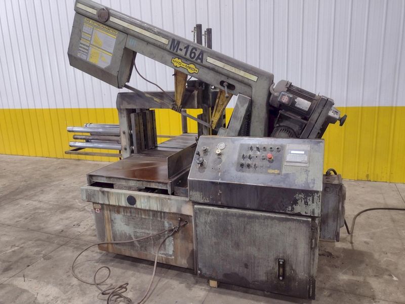 16" x 16" HYD-MECH MODEL #M-16A AUTOMATIC HORIZONTAL BANDSAW WITH POWER MITRE SWIVEL: STOCK #234