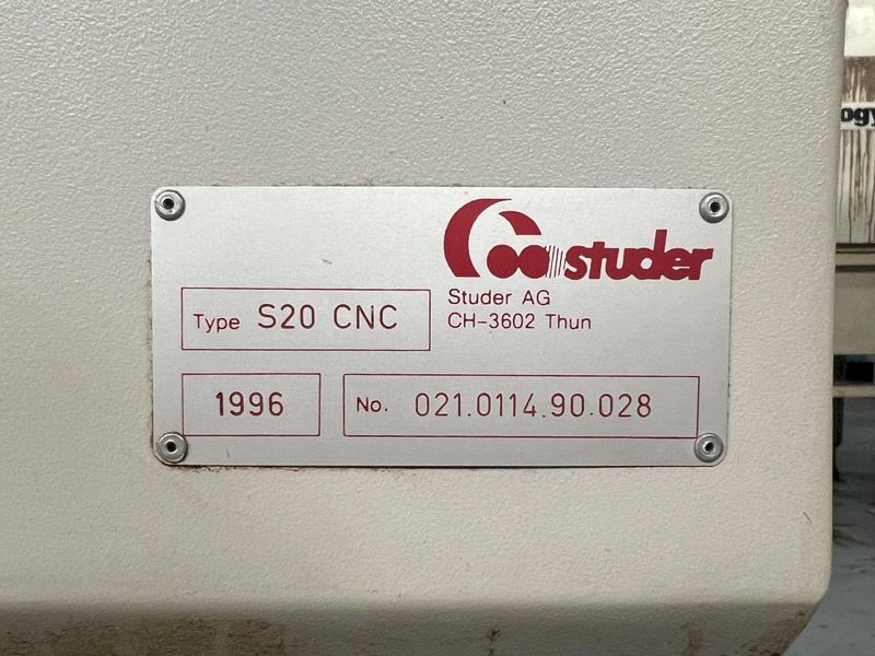 Studer S20 CNC Plain Cylindrical Grinder with Combination Plain/Angle Wheel Head.