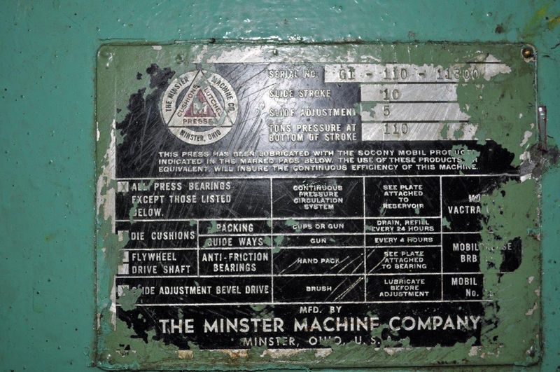110 TON MINSTER GAP FRAME PRESS