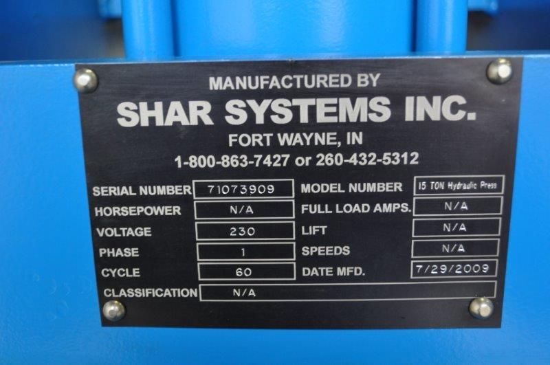 15 TON STOCKMEIER / SHAR HEATED PLATEN HYDRAULIC PRESS