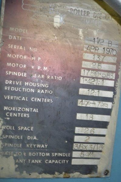 16 STAND 2" B & K ROLL FORMER