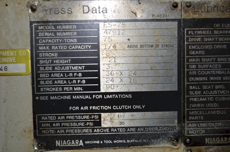 75 ton Niagara OBI Press