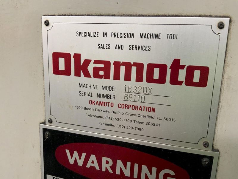 16" X 32" OKAMOTO MODEL #1632DX HORIZONTAL SURFACE GRINDER: STOCK #80628