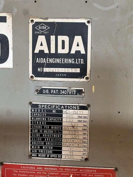 165 Ton Aida Gap Frame Press