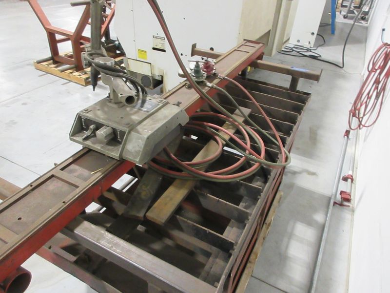 Oxy/Acetylene Torch Track Cutting Table with Victor VCM 200 Motor Unit and Adjustable Torch, Track, and Material Catch Drawers- Auction Item