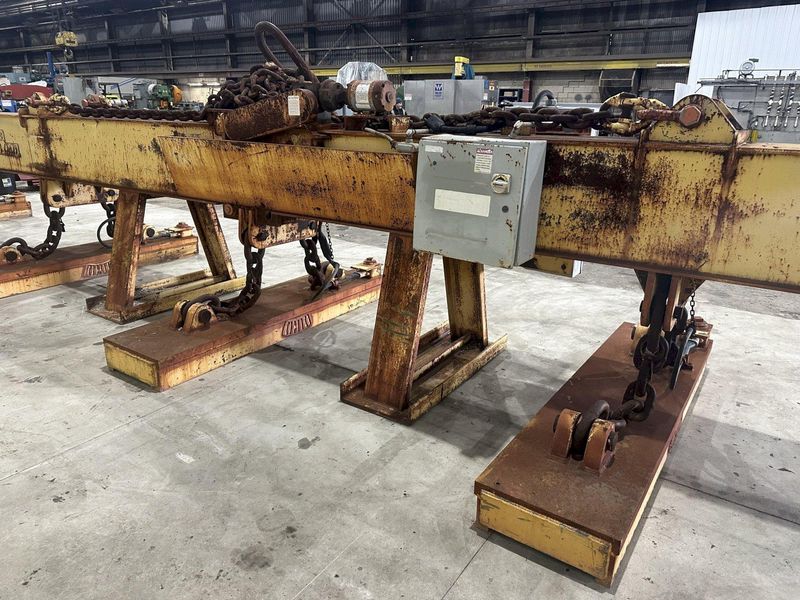 53 TON (107,500 LBS) BUSHMAN MODEL #MT420 TELESCOPING MAGNETIC SPREADER LIFTING BEAM  W/ OHIO MA
