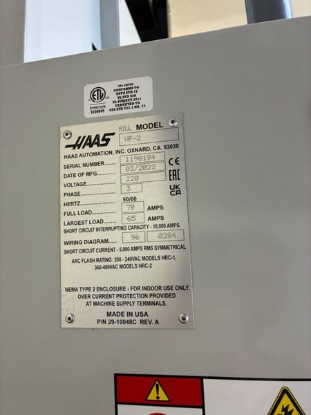 Haas VF-2 CNC Vertical Machining Center (2022)