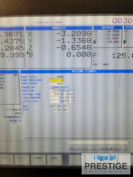 Niigata NX5000, X-31.5", Y-29.5", Z-33", 19.6" x 19.6" Pallet, 2-APC, 60-ATC, Fanuc 31iB CNC, 2021, #43953