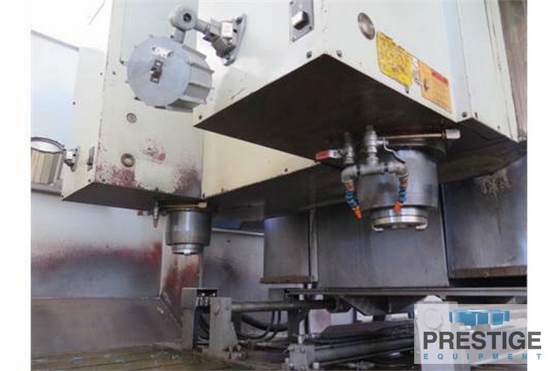 Mighty Viper B-4000GTDW Twin Spindle CNC Bridge Mill, X-160", Y-80", 108" B/C, Mitsubishi M530 CNC, (2) 20 ATC, #32536