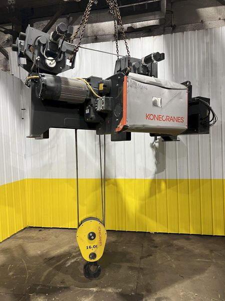 17.5 TON (2014) KONE-CRANES MODEL #CXT60410160P75GGN0S SINGLE GIRDER OVERHEAD CRANE HOIST & TROL
